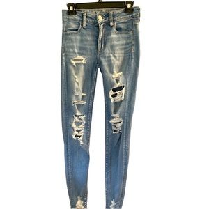 American Eagle Super Stretch X distressed hi-rise jegging size 2 EXTRA LONG